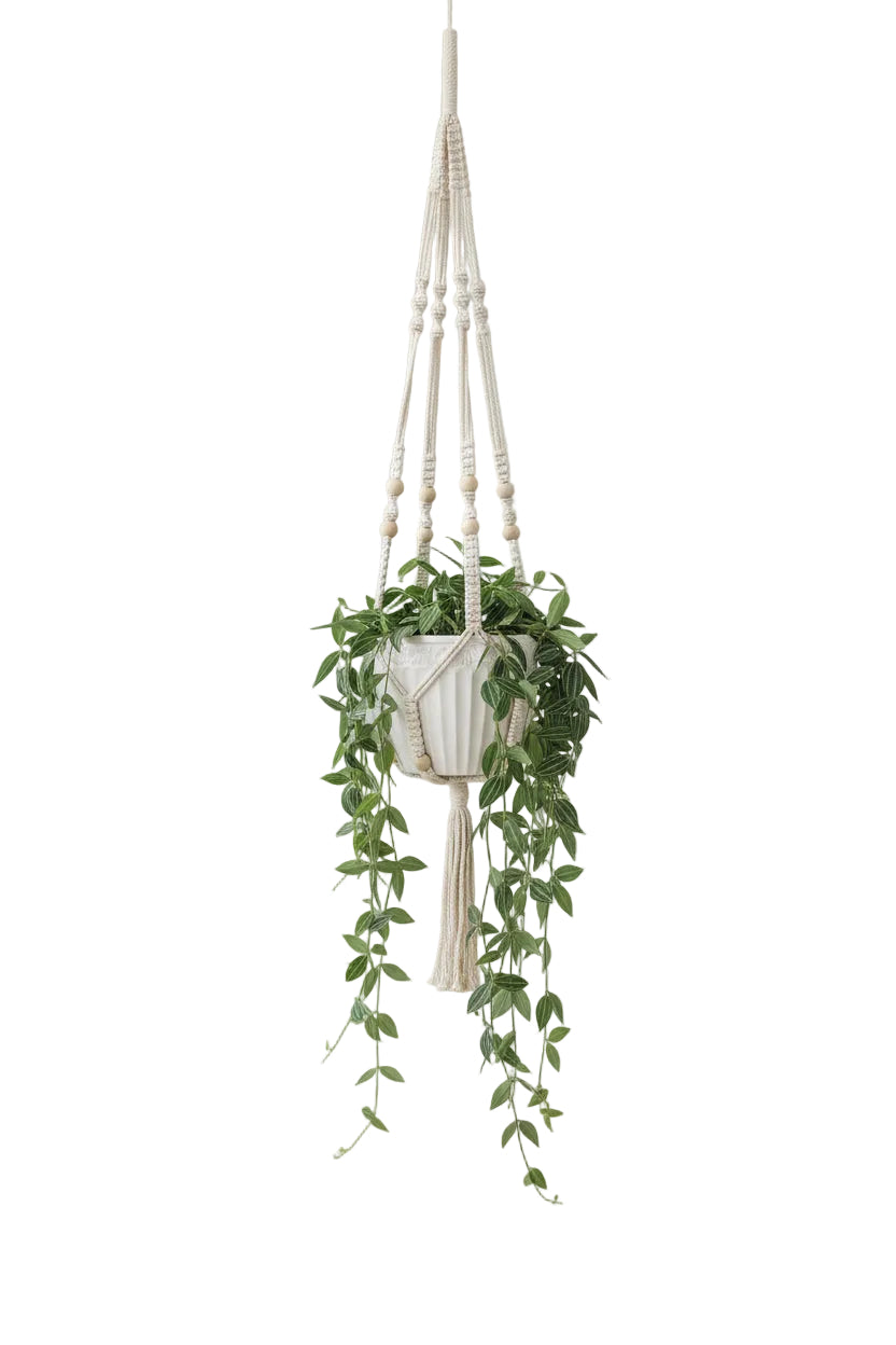Bead Decor Hanging Basket | Boho Wall Hanging & Plant Holder – MIRA