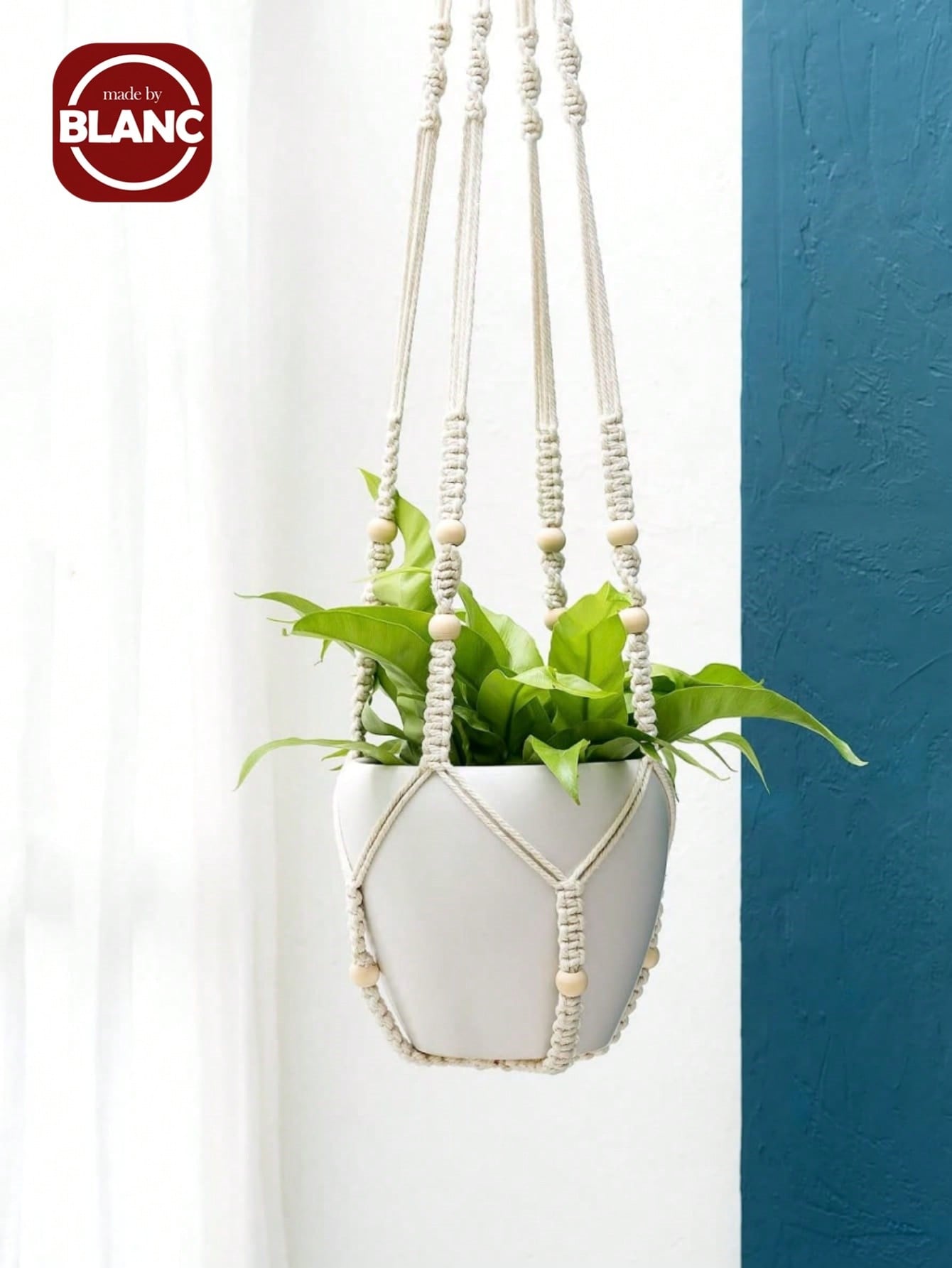 1pc Bead Decor Hanging Basket