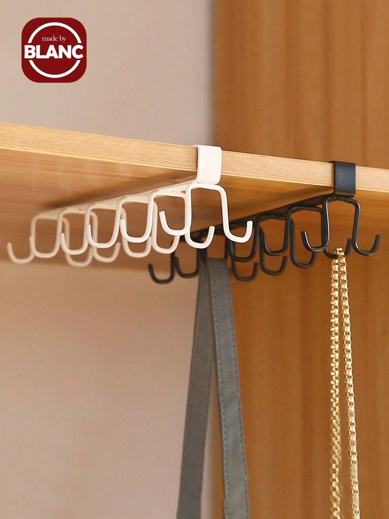 1/2pcs Hat Organizer Rack, Belt Organizer Rack, Wardrobe Accessory Organizer With 6 Hat Hooks, Hanger Rack For Cabinet, Closet, No Drilling, Simple Storage Shelf