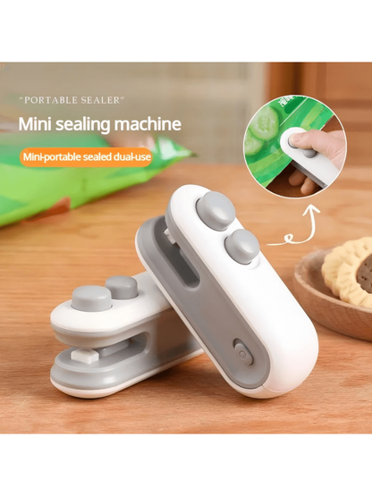 Mini Snack Bag Sealer, Cut+Seal With Chip Cutter, USB Rechargeable, Magnetic Bottom, For Home Sealing/Vacuum.