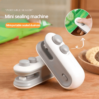 Mini Snack Bag Sealer, Cut+Seal With Chip Cutter, USB Rechargeable, Magnetic Bottom, For Home Sealing/Vacuum.