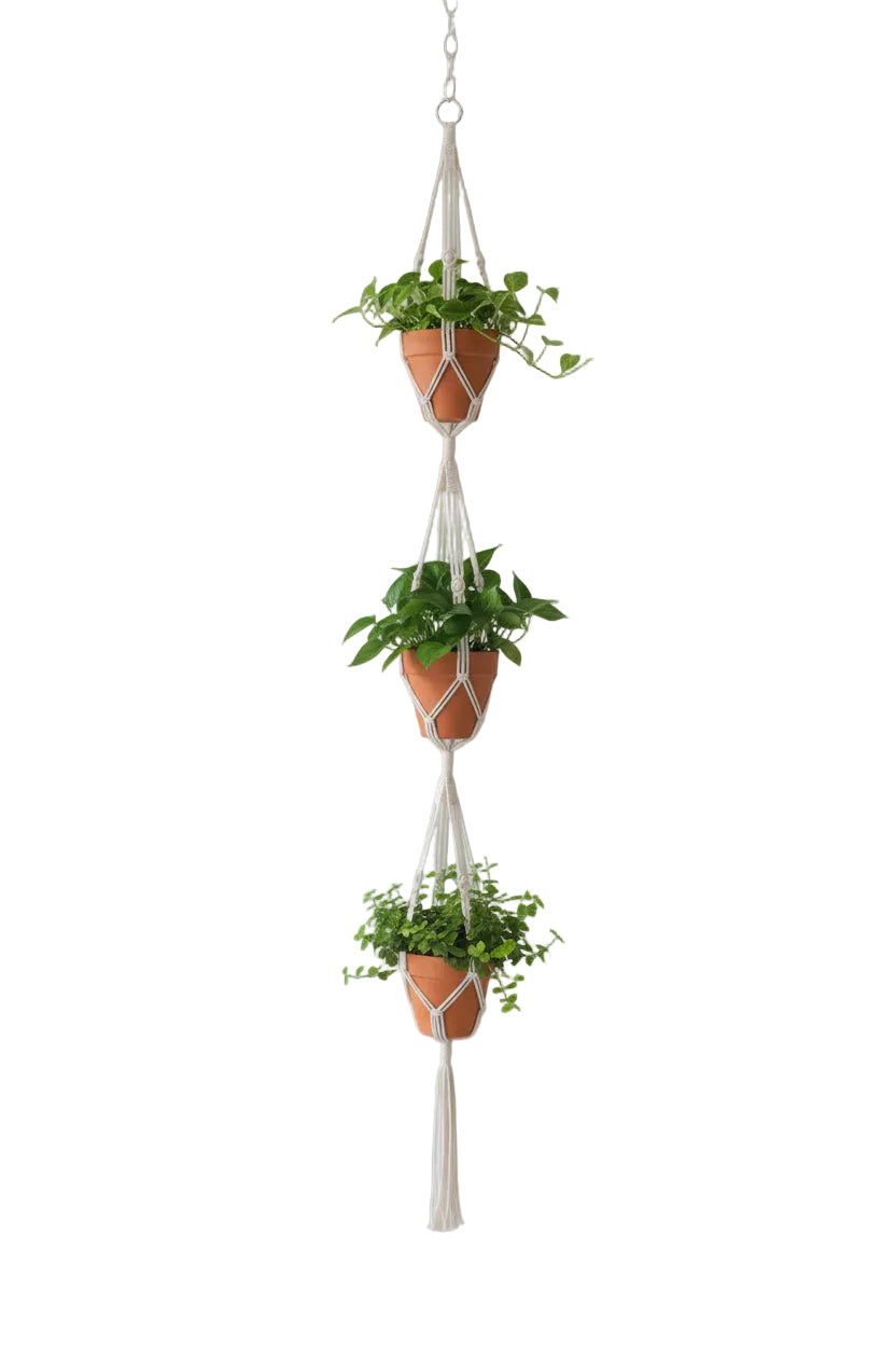 3-Layer Woven Plant Hanger | Jute Rope Boho Hanging Planter – MIRA