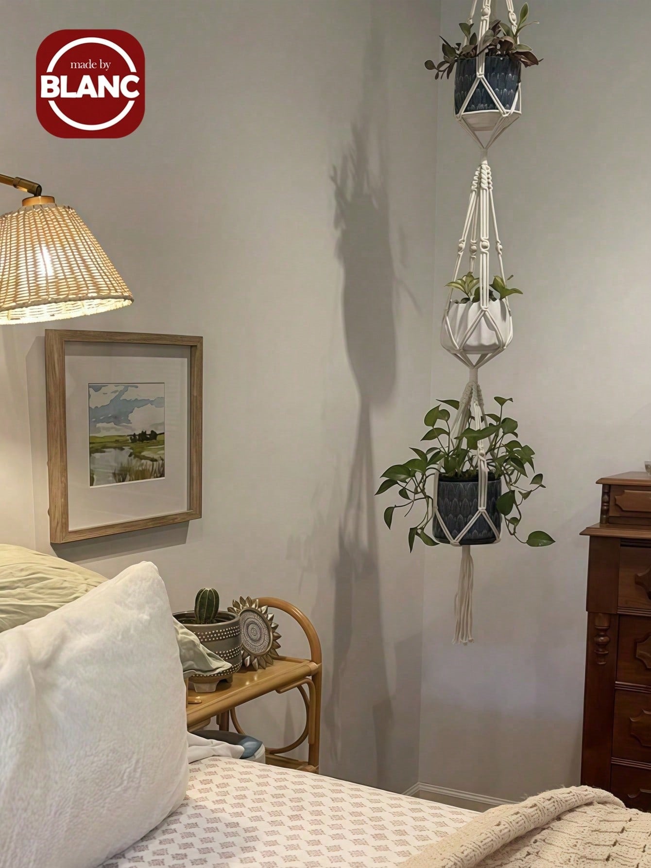 1pc 3 Layer Woven Plant Hanger ,Tassel Plant Pot Holder Stand, Plant Hanger With Hook, Jute Rope Plant Pot Holder, Flower Pot Net Hanging Planter With Tassel, Indoor Hanging Basket For House Plants,Indoor Outdoor Decor