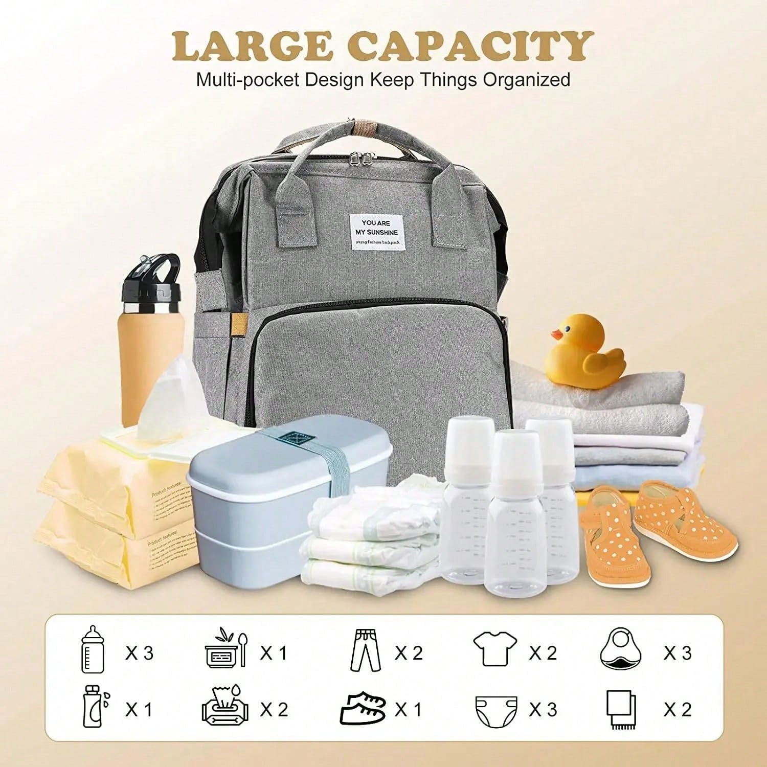 Diaper Bag Backpack with Nursing Bag – Waterproof, Large Capacity | MIRA