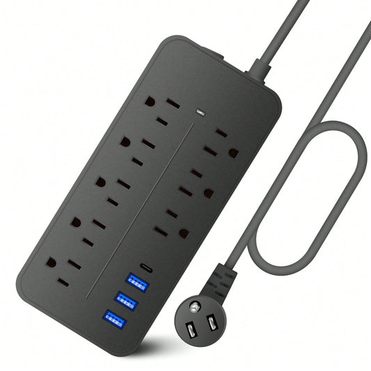 Surge Protector Power Board, Extension Cord With Multiple Sockets, 8 Sockets, 4 USB Ports (1 USB C), Multi-Plug Socket Extender Necessary For University Dormitory Rooms In Home Office