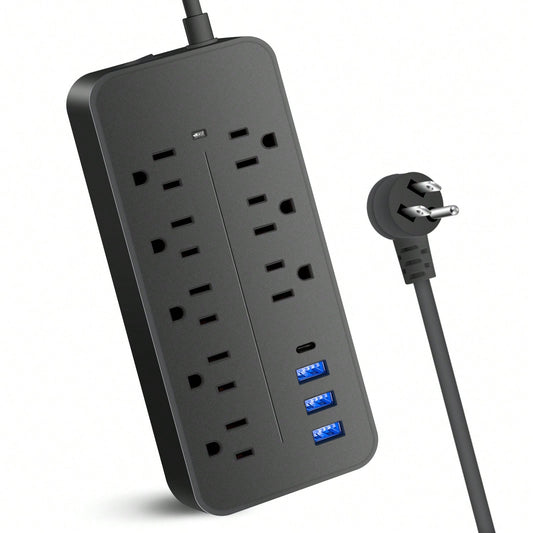 Surge Protector Power Board, Extension Cord With Multiple Sockets, 8 Sockets, 4 USB Ports (1 USB C), Multi-Plug Socket Extender Necessary For University Dormitory Rooms In Home Office