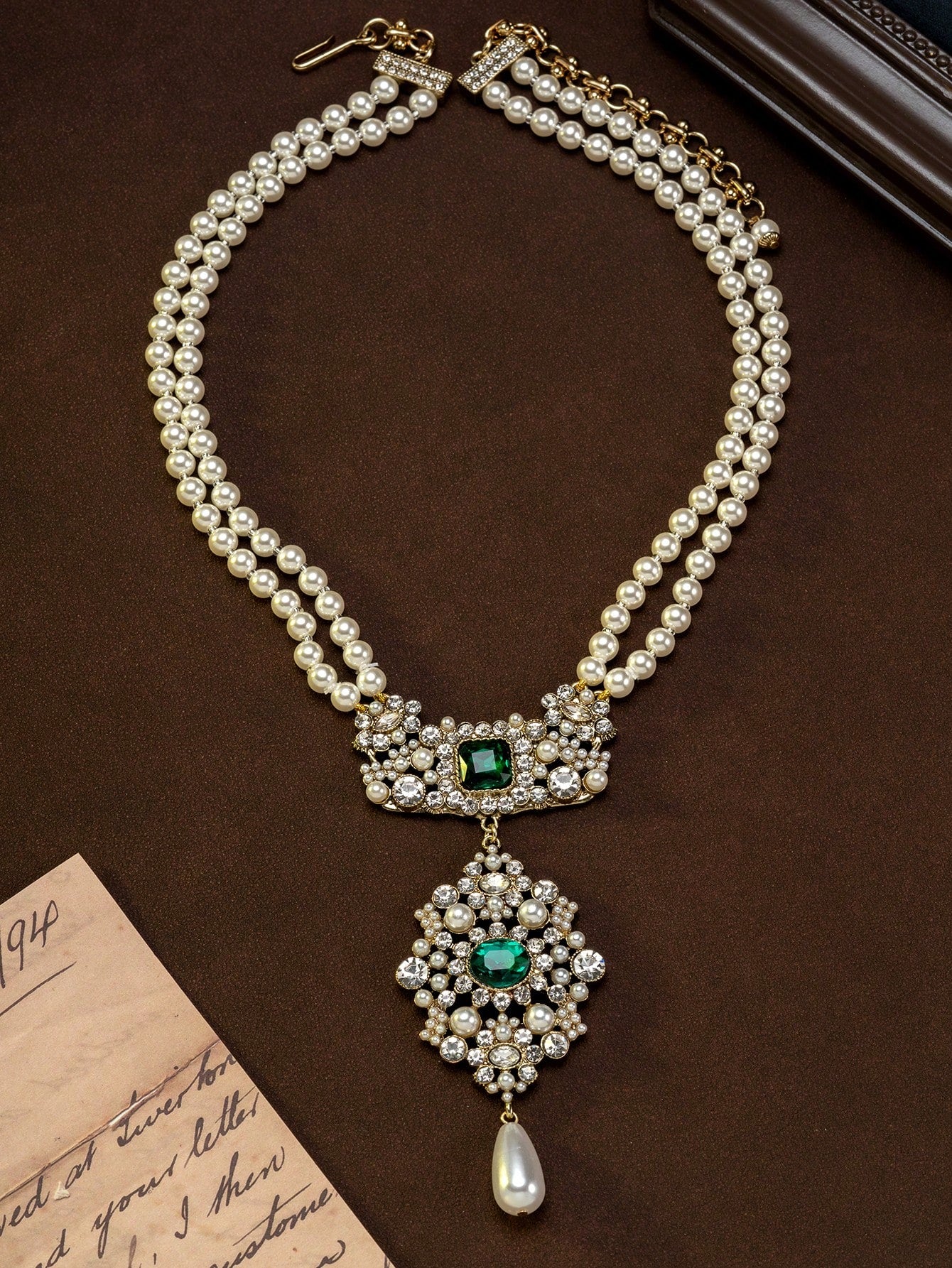 Vintage Floral Faux Pearl Necklace & Earrings Set | MIRA
