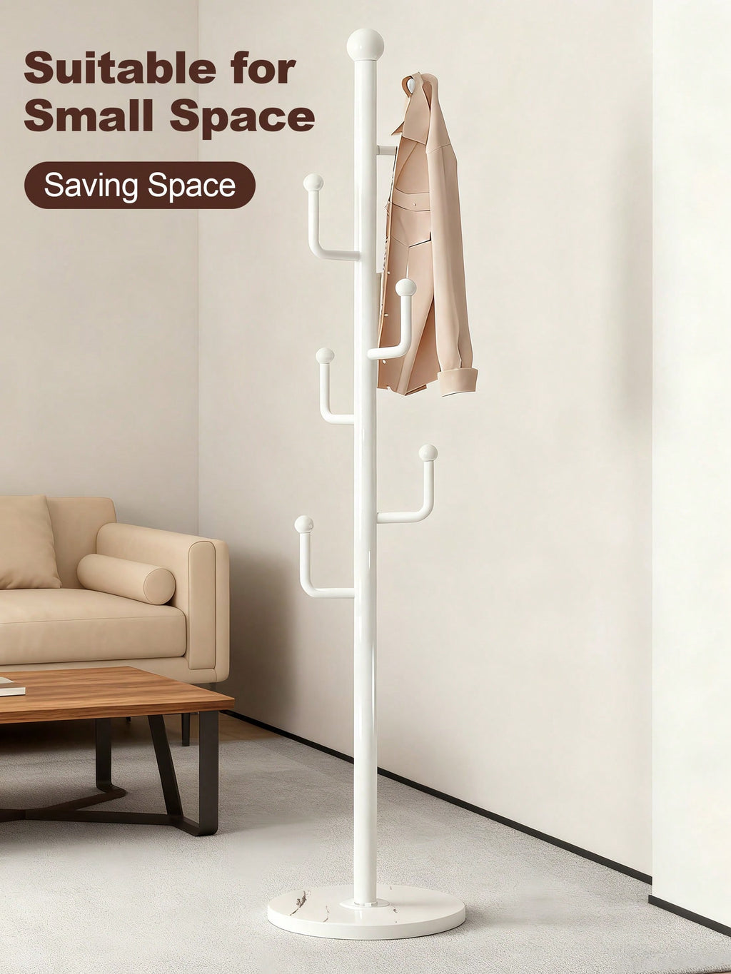 Freestanding Coat Rack with Storage Basket – Entryway Stand | MIRA