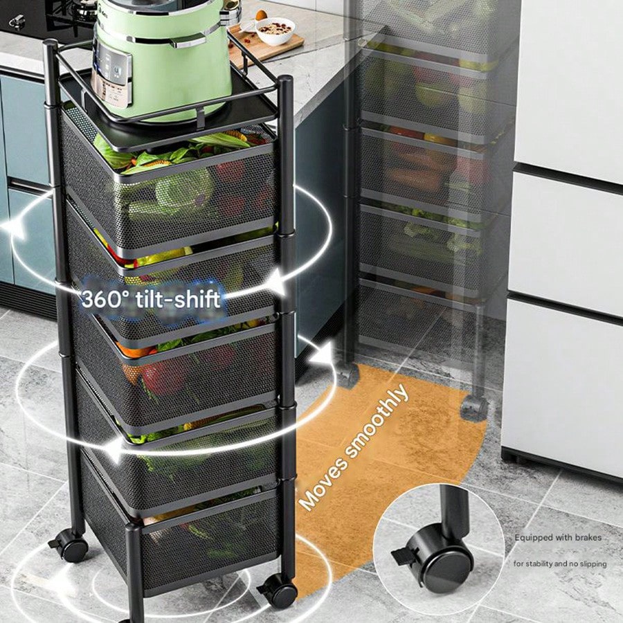 5-Layer Rotating Kitchen Storage Rack – No Assembly Needed | MIRA
