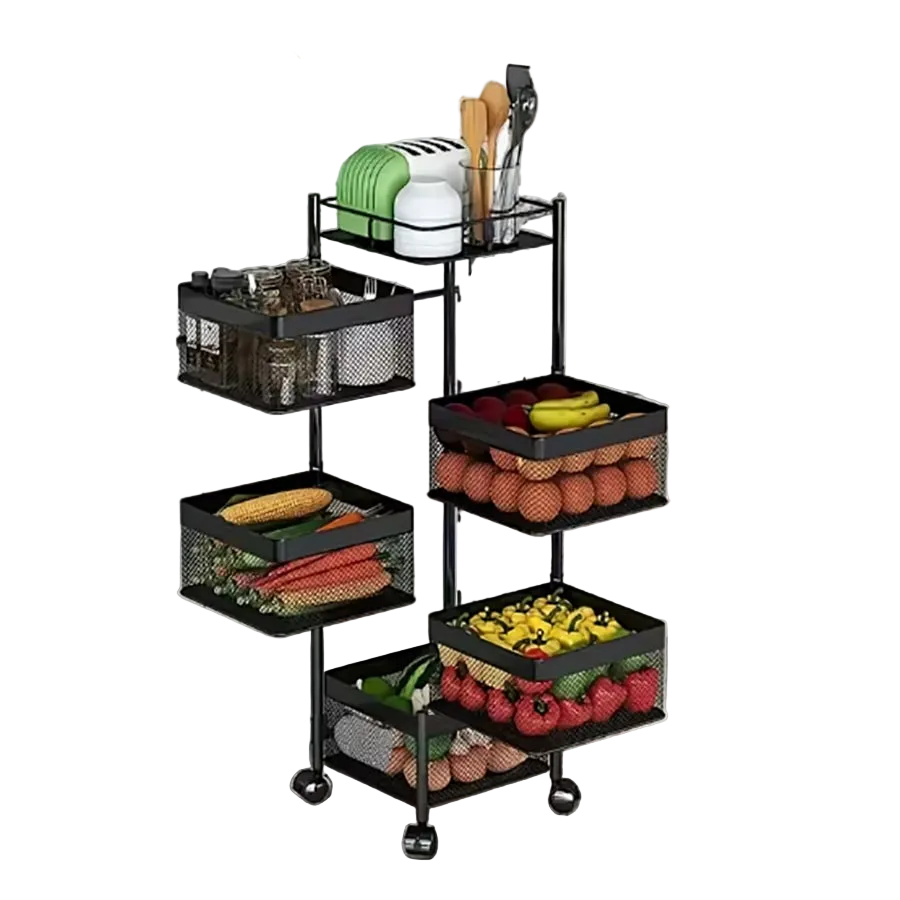 5-Layer Rotating Kitchen Storage Rack – No Assembly Needed | MIRA