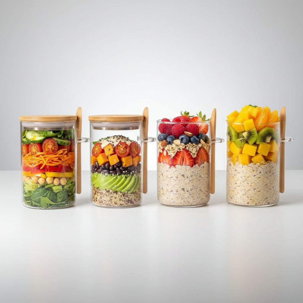 Overnight Oats Glass Containers with Lids