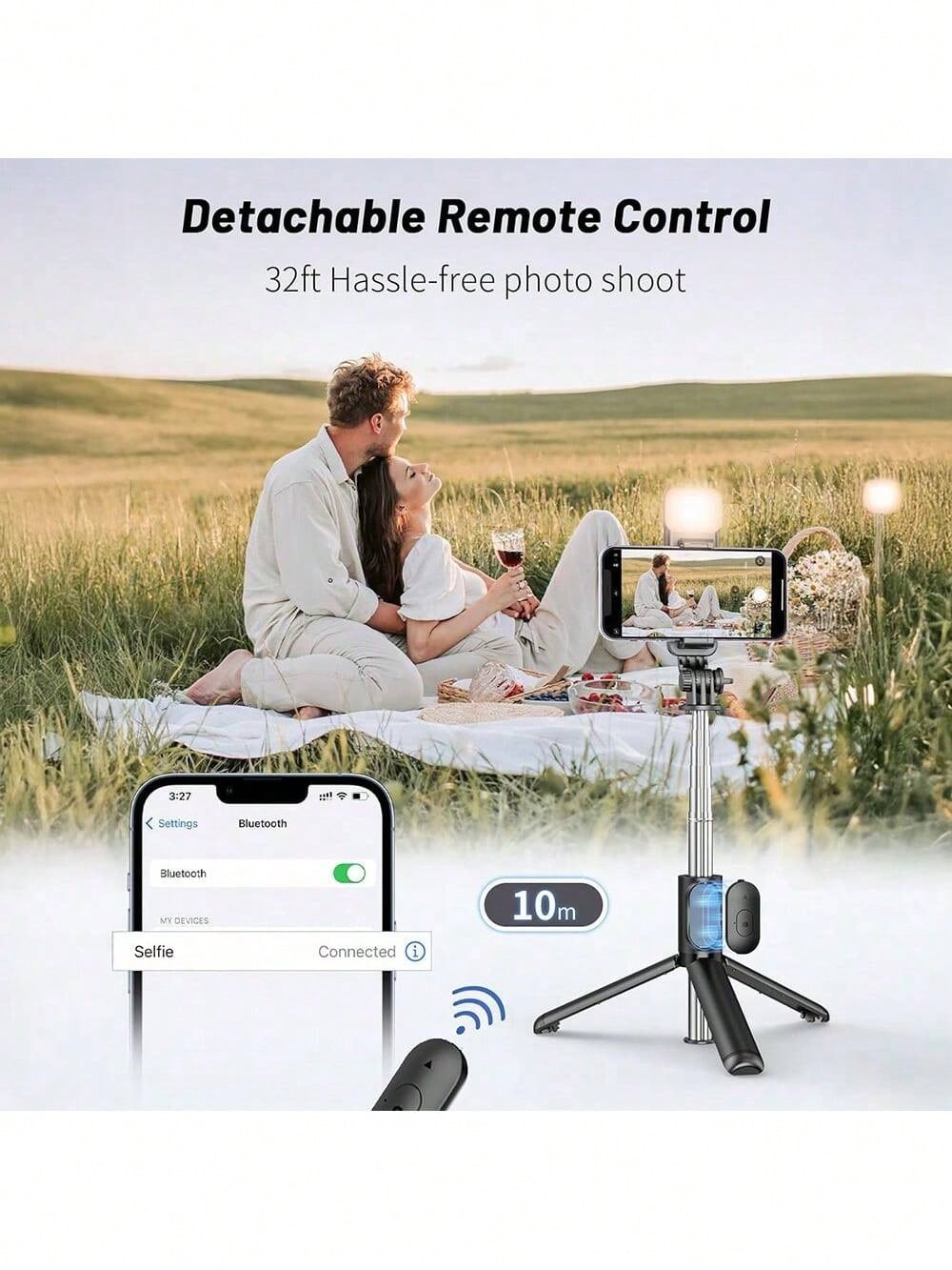 70'' Extendable Selfie Stick Tripod with Wireless Remote & Fill Light – Phone Stand | MIRA