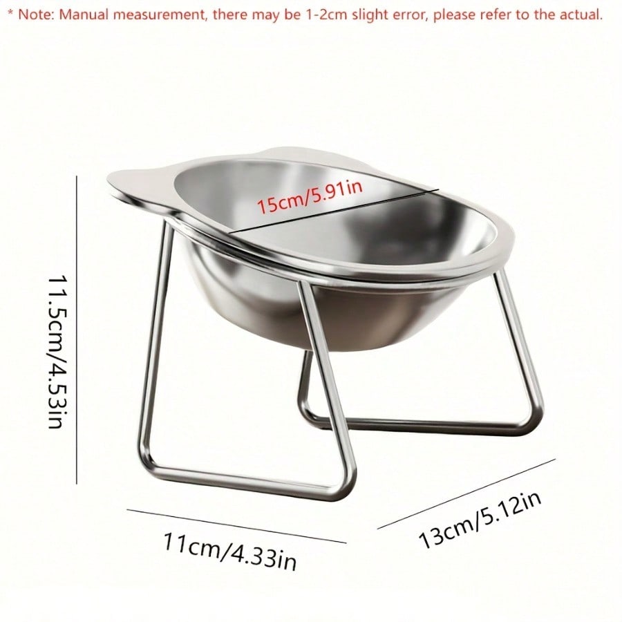 Cat Ears Drinking Bowl Stainless Steel Inclined Neck Protection Cat Bowl High Foot Easy Cleaning Cat Feeding Bowl Wide Chassis Stable Cat Bowl Pet Supplies