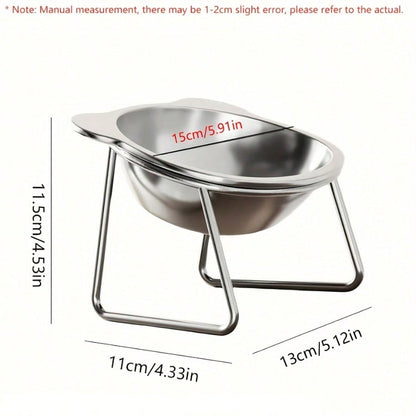 Cat Ears Drinking Bowl Stainless Steel Inclined Neck Protection Cat Bowl High Foot Easy Cleaning Cat Feeding Bowl Wide Chassis Stable Cat Bowl Pet Supplies