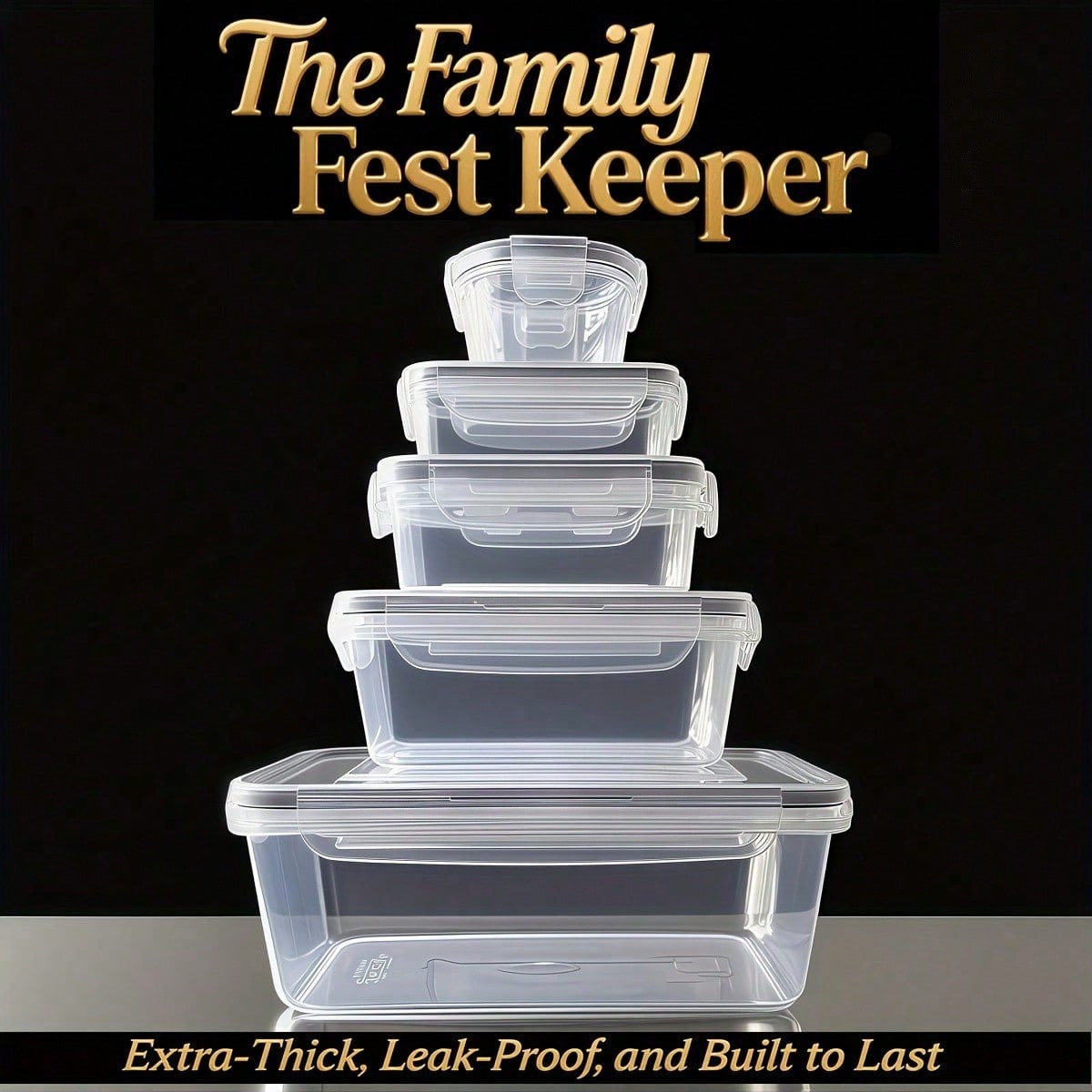 GHQ 40-Piece Set With Airtight Lids Lunchbox Combo, Food Storage Containers, Leak-Proof Leftovers Container, Stackable Freezer/Microwave/Dishwasher Lunchboxes (20 Rectangular + Round + 20 Lids)