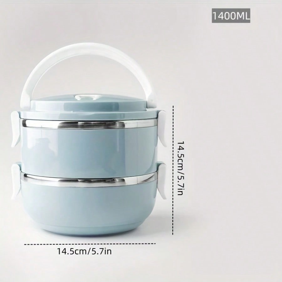 Stainless Steel Insulated Lunch Box, Stackable Multi-Tier Food Container, Leakproof Bento Box With Handle For Office & School