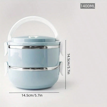 Stainless Steel Insulated Lunch Box, Stackable Multi-Tier Food Container, Leakproof Bento Box With Handle For Office & School