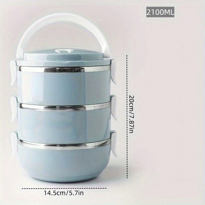Stainless Steel Insulated Lunch Box, Stackable Multi-Tier Food Container, Leakproof Bento Box With Handle For Office & School