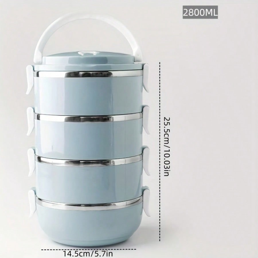 Stainless Steel Insulated Lunch Box, Stackable Multi-Tier Food Container, Leakproof Bento Box With Handle For Office & School
