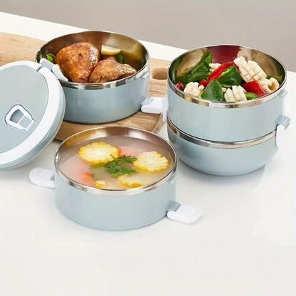 Stainless Steel Insulated Lunch Box, Stackable Multi-Tier Food Container, Leakproof Bento Box With Handle For Office & School