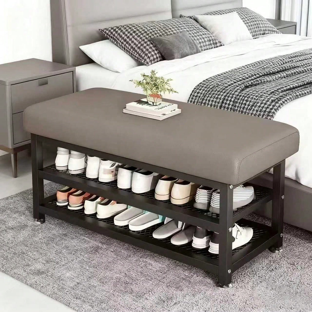 Shoe Bench with Cushion & Storage – Entryway Shoe Rack Organizer | MIRA