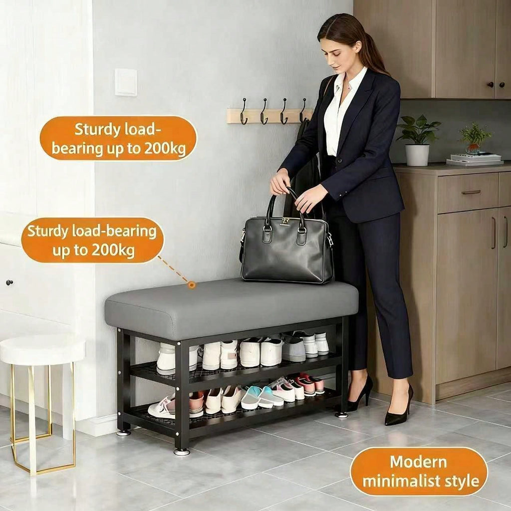 Shoe Bench with Cushion & Storage – Entryway Shoe Rack Organizer | MIRA