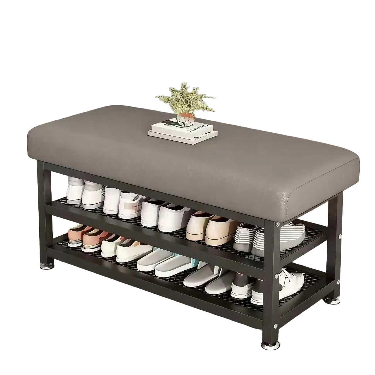 Shoe Bench with Cushion & Storage – Entryway Shoe Rack Organizer | MIRA