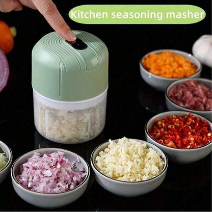 Electric Garlic Grinder, Food Processor, Mini Blender. USB Rechargeable, 300mAh Lithium Battery, 250ml Capacity. One-Handed Operation, Compact And Lightweight, Electric Cutting And Grinding, One-Touch Operation, Three Pieces Blade Set, Can Be Used For Sea
