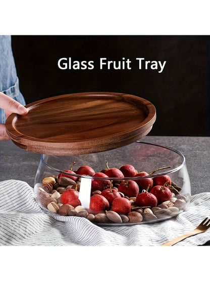Glass Food Storage Jars With Wooden Lids, Large/Small Sealed Glass Bowls, Suitable For Storing Snacks, Nuts, Candy, Fruit, Grains And Salads, Decorative Kitchen Jars, Suitable For Pantry And Countertop Use.