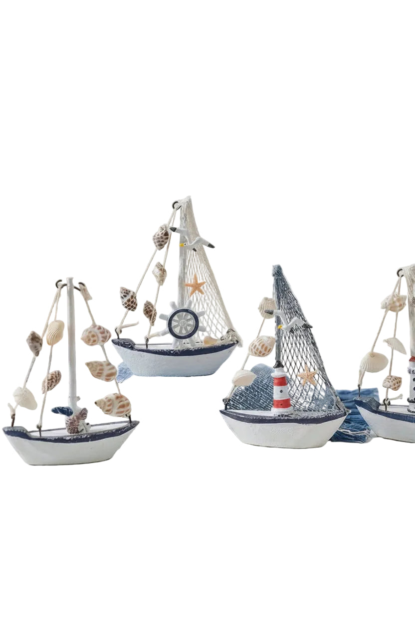 Handmade Wooden Sailboat Ornament | Ocean Nautical Desktop Decor – MIRA