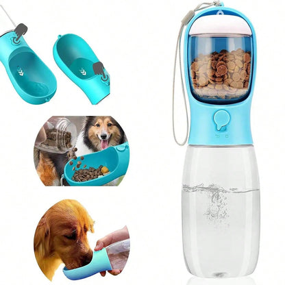 Portable Dog Water Bottle With Food Container - 3-In-1 Travel Pet Water Dispenser & Collapsible Bowl, Essential For Walking, Hiking With Small Dogs And Cats (Yorkie, Chihuahua, Puppy)
