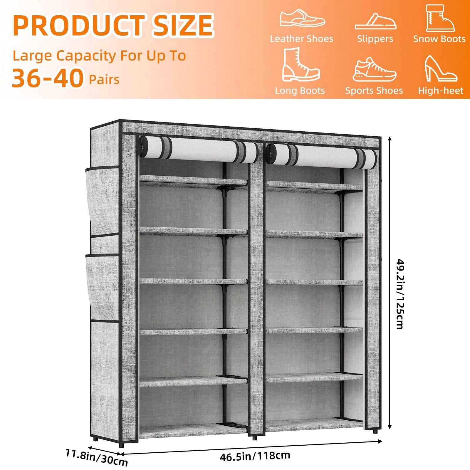 Large Shoe Rack Cabinet 6/10 Tier – 50-56 Pairs, Dustproof | MIRA