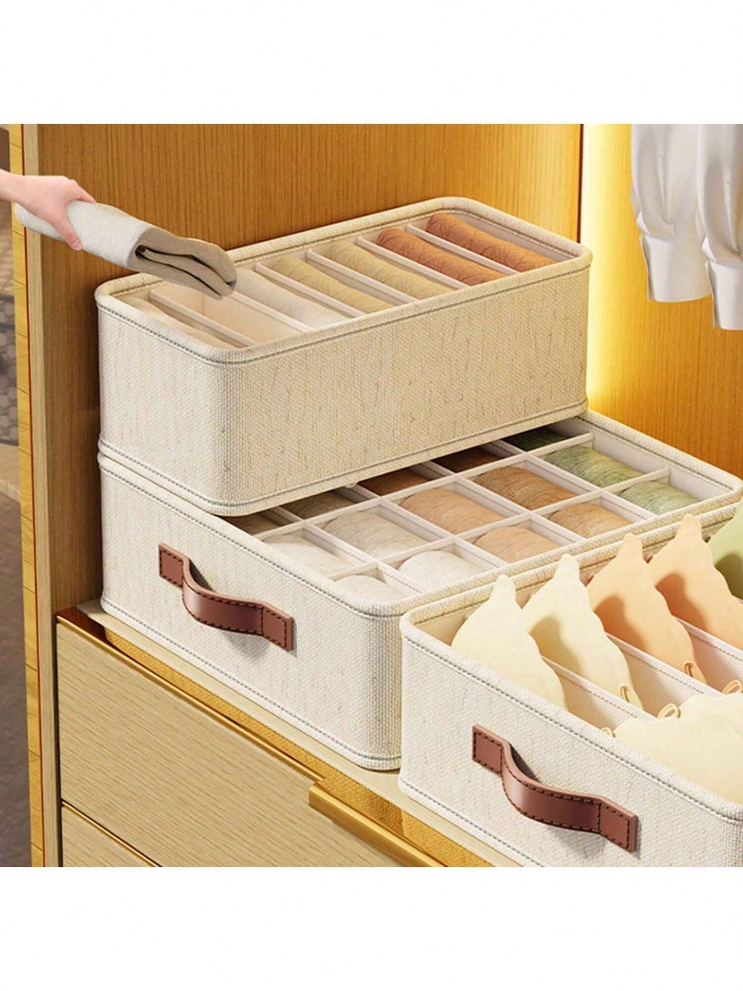 1/2pcs Tianshan Underwear Storage Box - Bedroom Underwear Drawer Organizer With Dividers, Multi-Functional Dormitory Household Wardrobe Underwear Container Bedroom, Organizer, Home Storage, For White T-Shirt Women, Black Pants Women, Ladies Winter Clothes