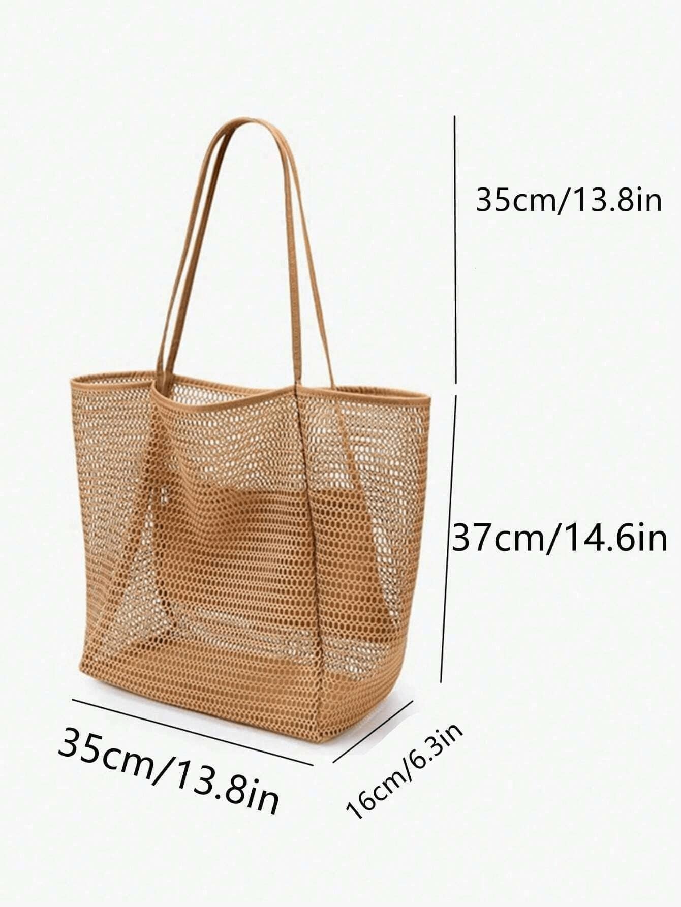 1pc Mesh Beach Tote Bag, Outdoor Activity Travel Organizer, Makeup, Cosmetic, Vacation Organizer, Large Capacity Cosmetic Organizer Makeup Case, Lipstick, Brush, Skincare, Phone, Coins, Small Items, Home, Gift, Holiday And Halloween Christmas Multipurpose