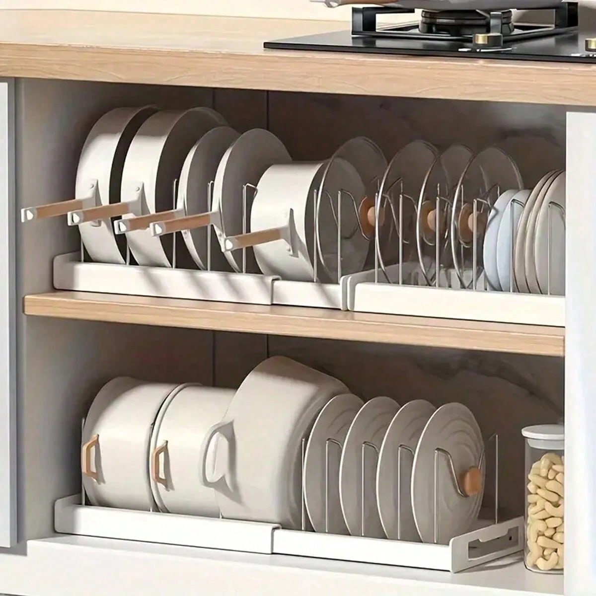 Expandable Pot & Pan Organizer Rack | Adjustable Kitchen Cabinet Storage – MIRA