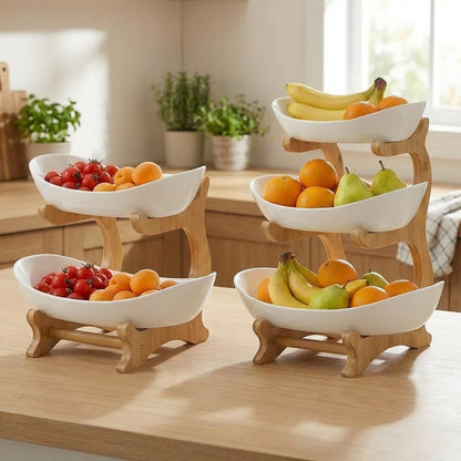 2/3-Tier Fruit Rack Snack Storage Tray, Decorative Rack - Plastic Fruit Bowl Set For Kitchen And Dining - Multi-Layer Fruit, Snack, And Dessert Tray - For Parties, Outdoor Gatherings, Gifts