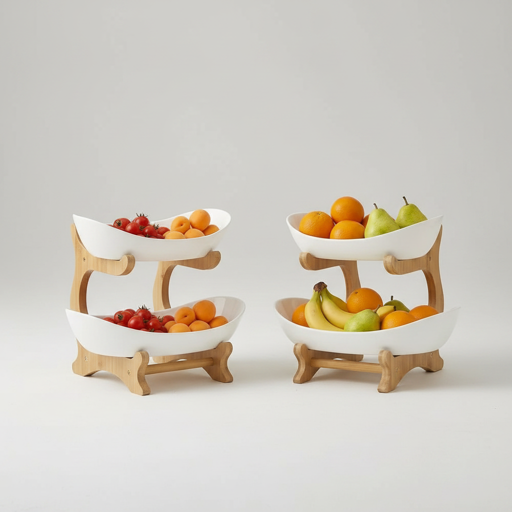 2/3-Tier Fruit Rack &amp; Snack Storage Tray