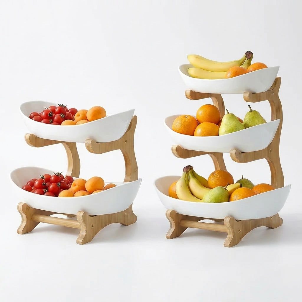 2/3-Tier Fruit Rack Snack Storage Tray, Decorative Rack - Plastic Fruit Bowl Set For Kitchen And Dining - Multi-Layer Fruit, Snack, And Dessert Tray - For Parties, Outdoor Gatherings, Gifts