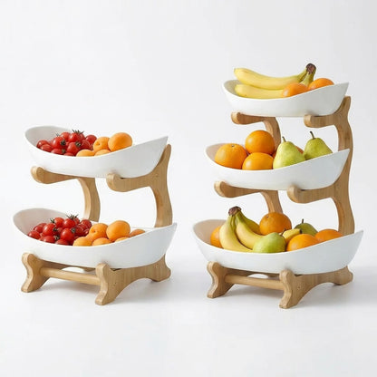 2/3-Tier Fruit Rack Snack Storage Tray, Decorative Rack - Plastic Fruit Bowl Set For Kitchen And Dining - Multi-Layer Fruit, Snack, And Dessert Tray - For Parties, Outdoor Gatherings, Gifts