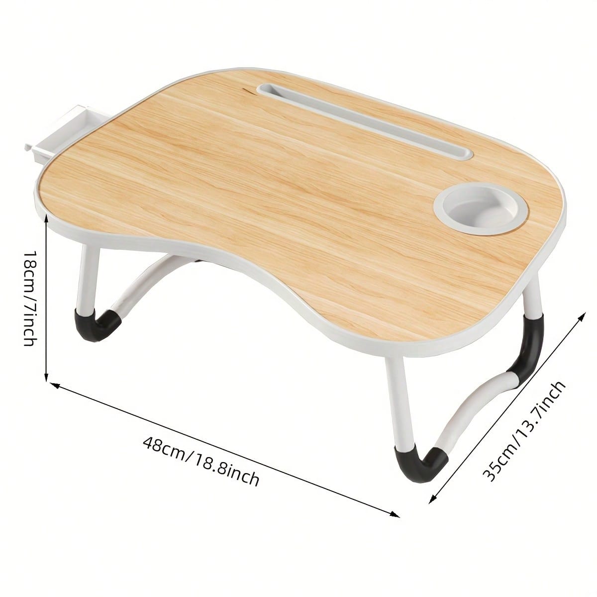 Foldable Laptop Bed Table with Storage Drawer & Cup Holder – Portable Desk | MIRA