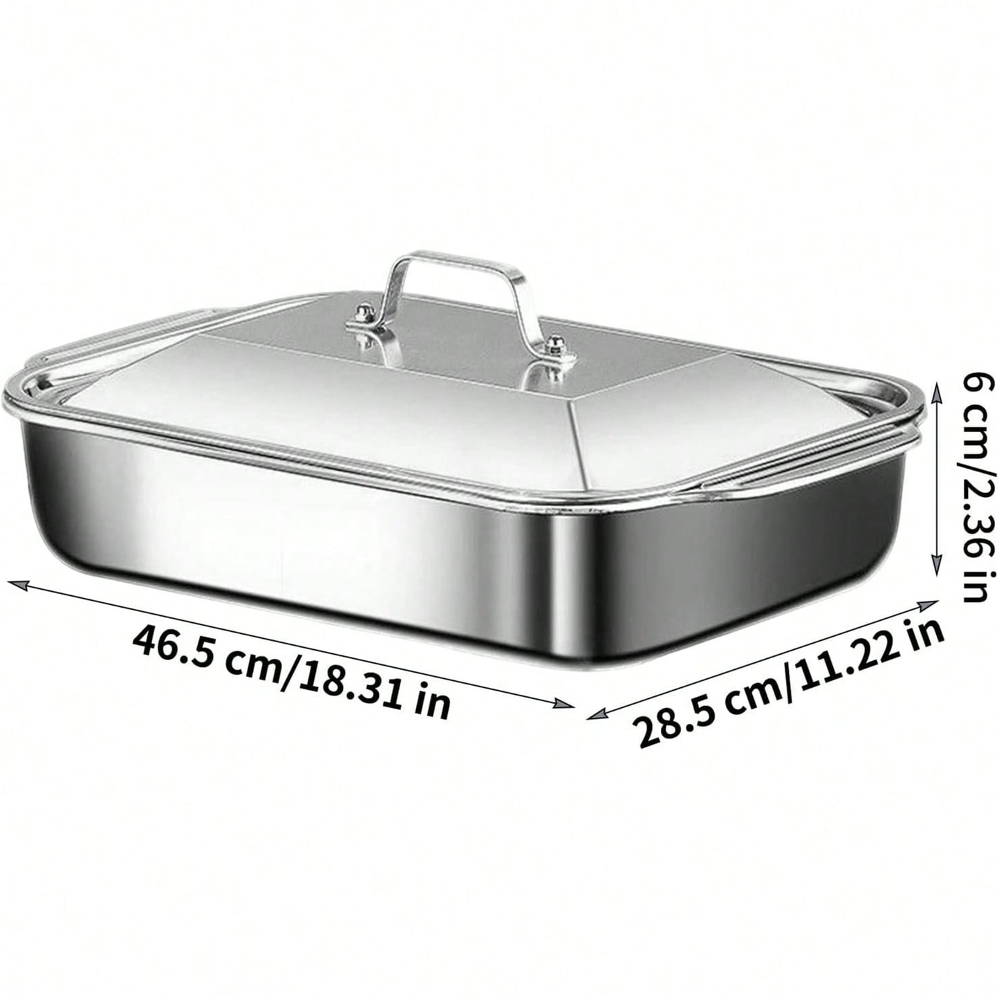 Heavy Duty Baking Pan, Large Rectangle Tray, 15x10 Inches Bakeware With Lid Handle, Oven Steel Dish With Ergonomic Design, Kitchen Bakeware For Cake Bread Cookie Lasagna.
