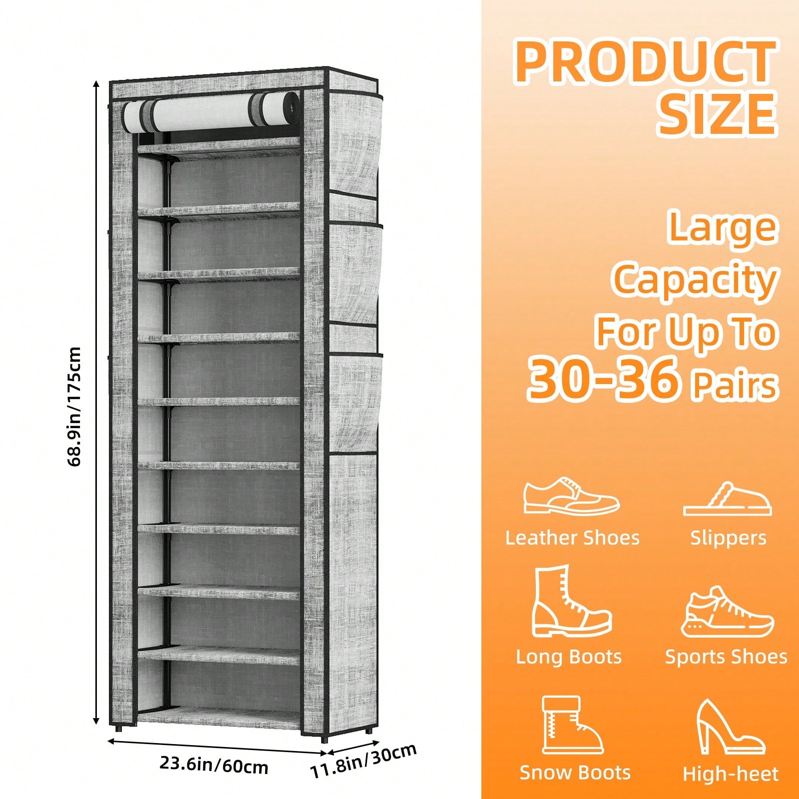Large Shoe Rack Cabinet 6/10 Tier – 50-56 Pairs, Dustproof | MIRA