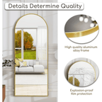 64" Arched Full Length Floor Mirror | Aluminum Frame | MIRA