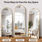 64" Arched Full Length Floor Mirror | Aluminum Frame | MIRA