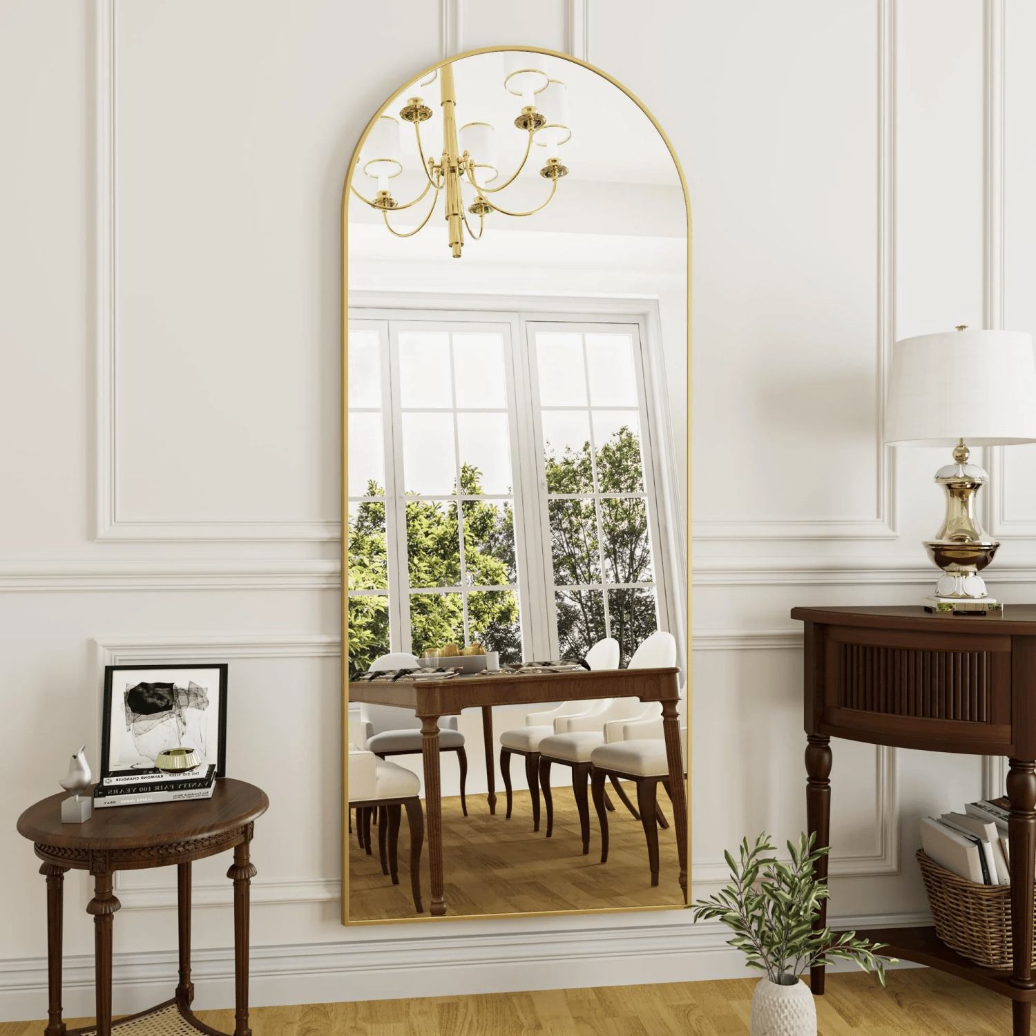 64" Arched Full Length Floor Mirror | Aluminum Frame | MIRA