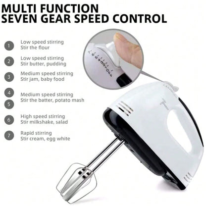 Powerful 7-Speed Electric Hand Mixer Portable Kitchen Mixer With 5 Stainless Steel Attachments For Baking, Whipping, Mixing Dough, Cookies, Cakes (Lightweight & Easy Clean)