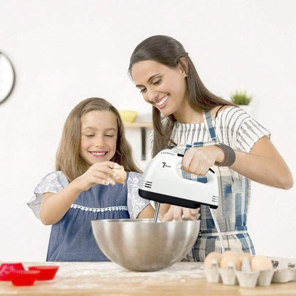 Powerful 7-Speed Electric Hand Mixer Portable Kitchen Mixer With 5 Stainless Steel Attachments For Baking, Whipping, Mixing Dough, Cookies, Cakes (Lightweight & Easy Clean)