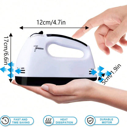 Powerful 7-Speed Electric Hand Mixer Portable Kitchen Mixer With 5 Stainless Steel Attachments For Baking, Whipping, Mixing Dough, Cookies, Cakes (Lightweight & Easy Clean)