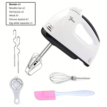 Powerful 7-Speed Electric Hand Mixer Portable Kitchen Mixer With 5 Stainless Steel Attachments For Baking, Whipping, Mixing Dough, Cookies, Cakes (Lightweight & Easy Clean)