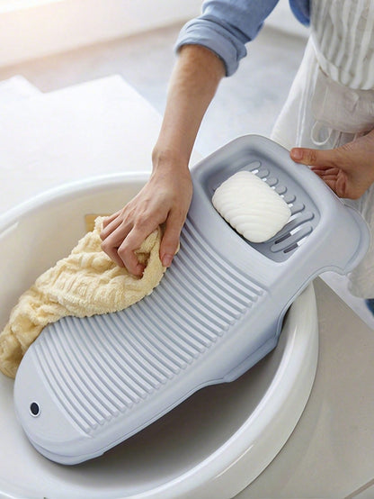 Washboard With Soap Dish, Portable Non-Slip Washboard, Home Laundry Washboard, Sturdy Manual Washboard For Hand Washing Clothes And Delicates, Hang-Up Storage, Cleaning Tool, Laundry Room Accessory